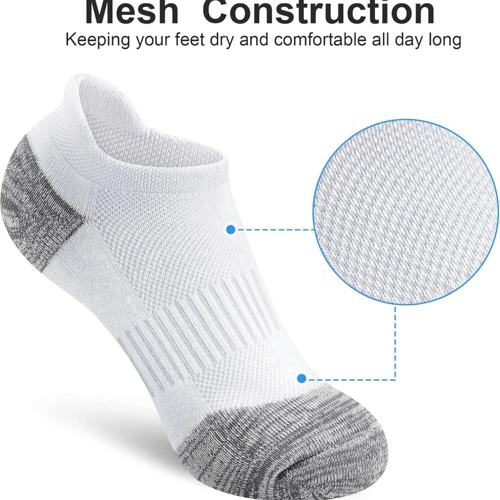 Women's Ankle Socks for Athletics 5-Pack Breathable Cotton with Arch Support - Picture 2 of 7